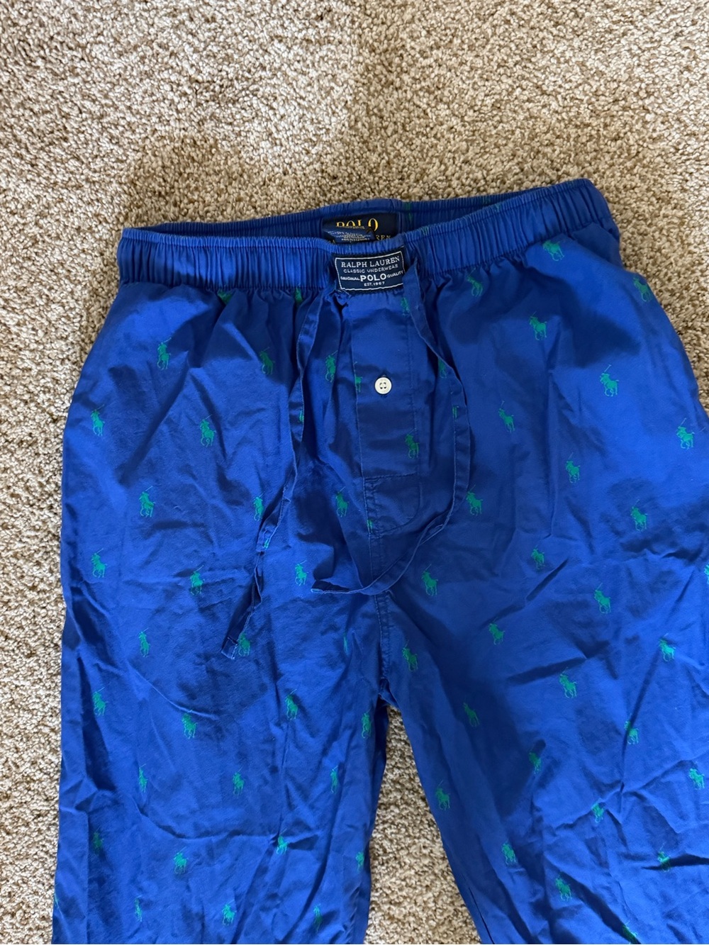 Polo by Ralph Lauren Royal Blue Polo Pony Print Lounge Sleep Pants Size Small - Picture 3 of 6